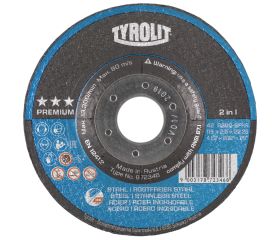 Tyrolit Disco de corte abombado 115x2,5x22,23 A30 PREMIUM acero/inox