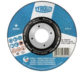 Tyrolit Disco de corte abombado 115x2,5x22,23 A30 BASIC acero/inox