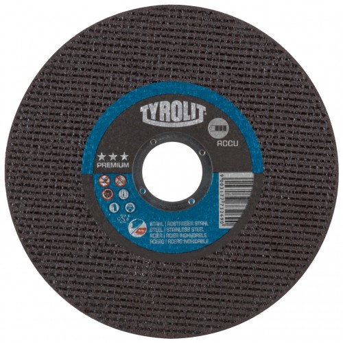 Tyrolit Discos de corte ACCU para acero y acero inoxidable 115 x 1,0 #41F 115x1x22,23 A60Q-BFKA