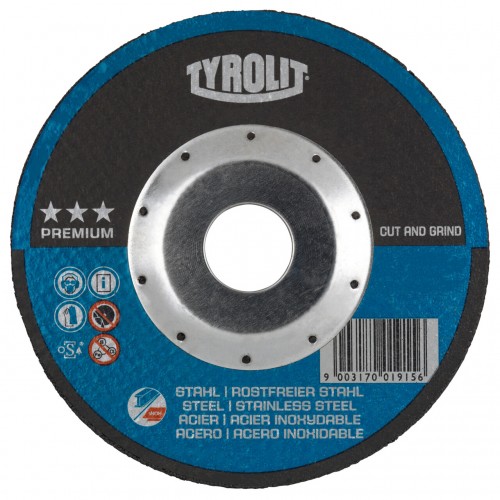 Tyrolit CUT AND GRIND para acero y acero inoxidable 115 x 2 #27EC 115x2x22,23 A46Q-BFXA