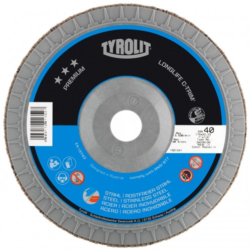 Tyrolit Discos de láminas *** LONGLIFE C-TRIM para acero y acero inoxidable 178 #28SLN 178x22,23 ZA40T-B