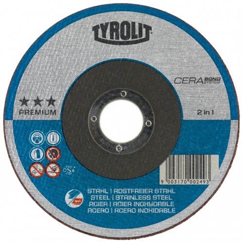 Tyrolit Discos de corte CERABOND para acero y acero inoxidable 115 x 1,0 #41F 115x1x22,23 CA60Q-BFKA