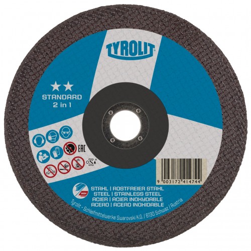 Tyrolit Discos de corte 2in1 para acero y acero inoxidable 115 x 1,0 #41X 115x1x22,23 A60Q-BFS