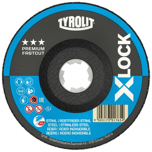 Tyrolit Discos de desbaste X-LOCK para acero y acero inoxidable 115 x 7 #27E 115x7x22,23/XL A30Q-BFP
