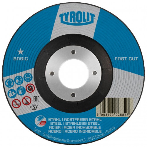 Tyrolit Discos de desbaste FASTCUT para acero y acero inoxidable 115 x 6 #27C 115x6x22,23 A30P-BFB