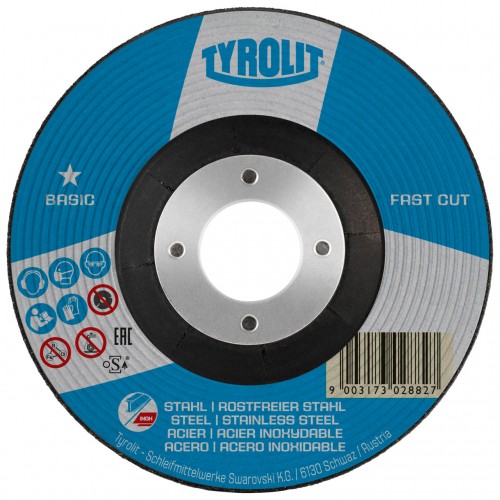 Tyrolit Discos de desbaste FASTCUT para acero y acero inoxidable 125 x 6 #27C 125x6x22,23 A30P-BFB