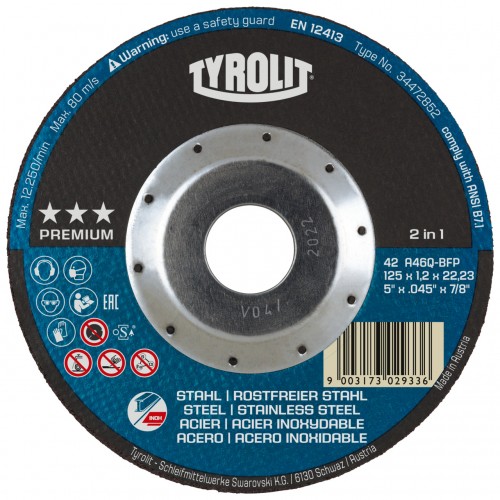 Tyrolit discos de corte #42F 125x1,2x22,23 A46Q-BFP