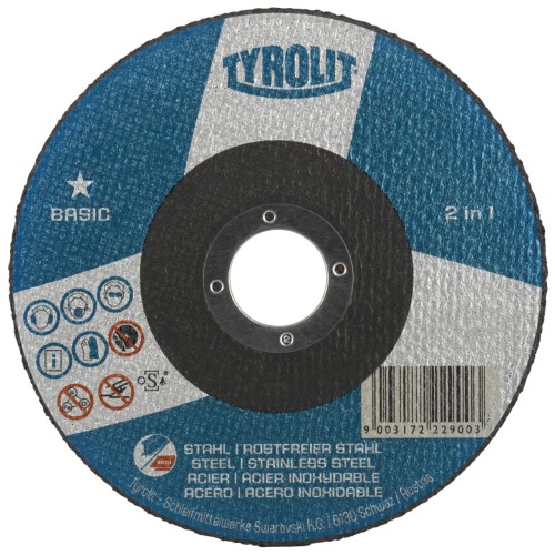 Tyrolit Disco de corte recto 125x1x22,23 A60 BASIC acero/inox