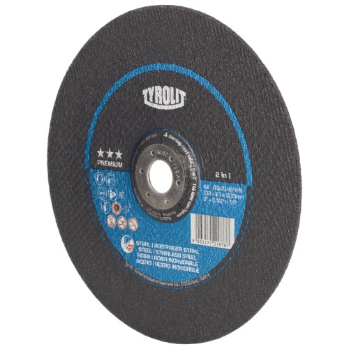 Tyrolit Disco de corte abombado 230x2,5x22,23 A30 PREMIUM acero/inox