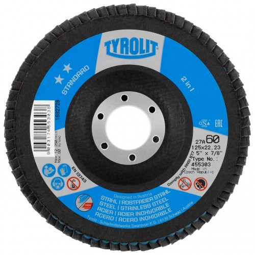 Tyrolit Discos de láminas 2in1 para acero y acero inoxidable 125 #27XLA 125x22,2 ZA60Q-B