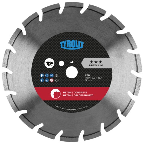 TYROLIT FSC Sierra de diamante para suelos 300x3,2x25,4 PREMIUM hormigón curado