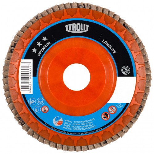 Tyrolit Discos de láminas LONGLIFE para acero y acero inoxidable 125 #28SLN 125x22,23 ZA60Q-B