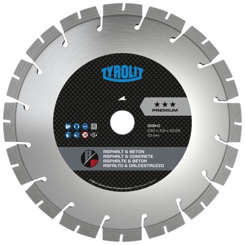 TYROLIT DCA+C Sierras para corte en seco 180x2,6/2x22,23 PREMIUM asfalto&hormig.