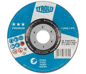 Tyrolit Discos de corte LONGLIFE para acero 125 x 2,5 #42F 125x2,5x22,23 A30S-BFXA