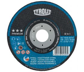 Tyrolit Discos de corte 2in1 para acero y acero inoxidable 125 x 2,5 #42F 125x2,5x22,23 A30Q-BFXA