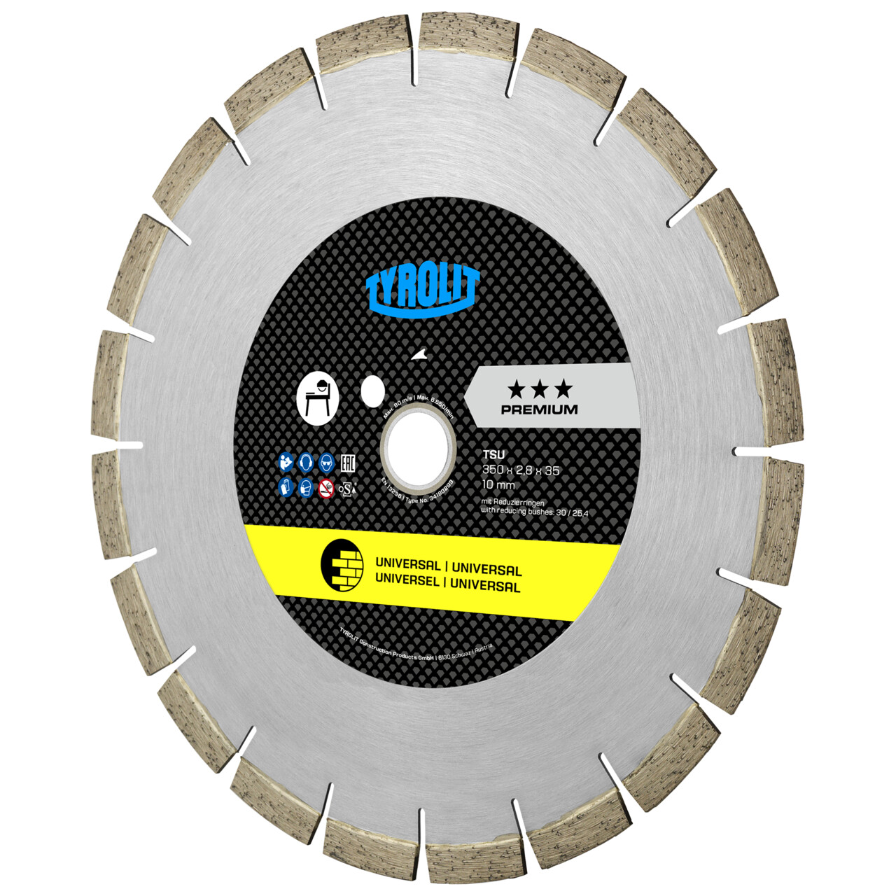 Tyrolit TSU Sierra de diamante 650x3,9/3x60 PREMIUM universales