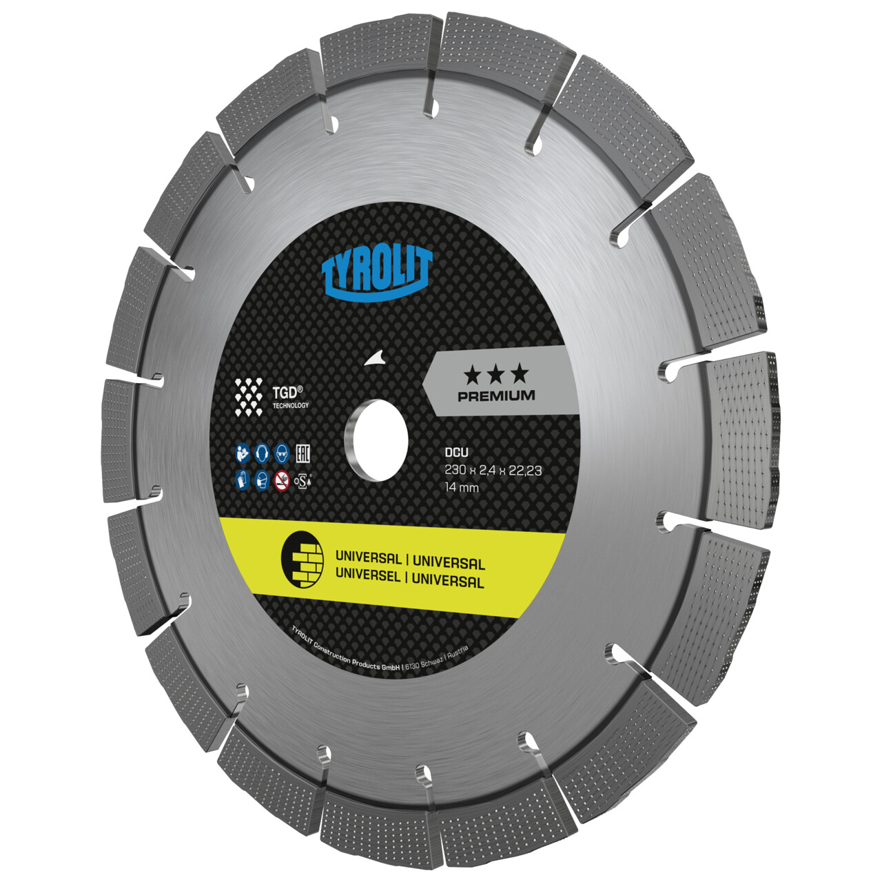 Tyrolit DCU Sierras para corte en seco 230x2,4x22,23 PREMIUM universales