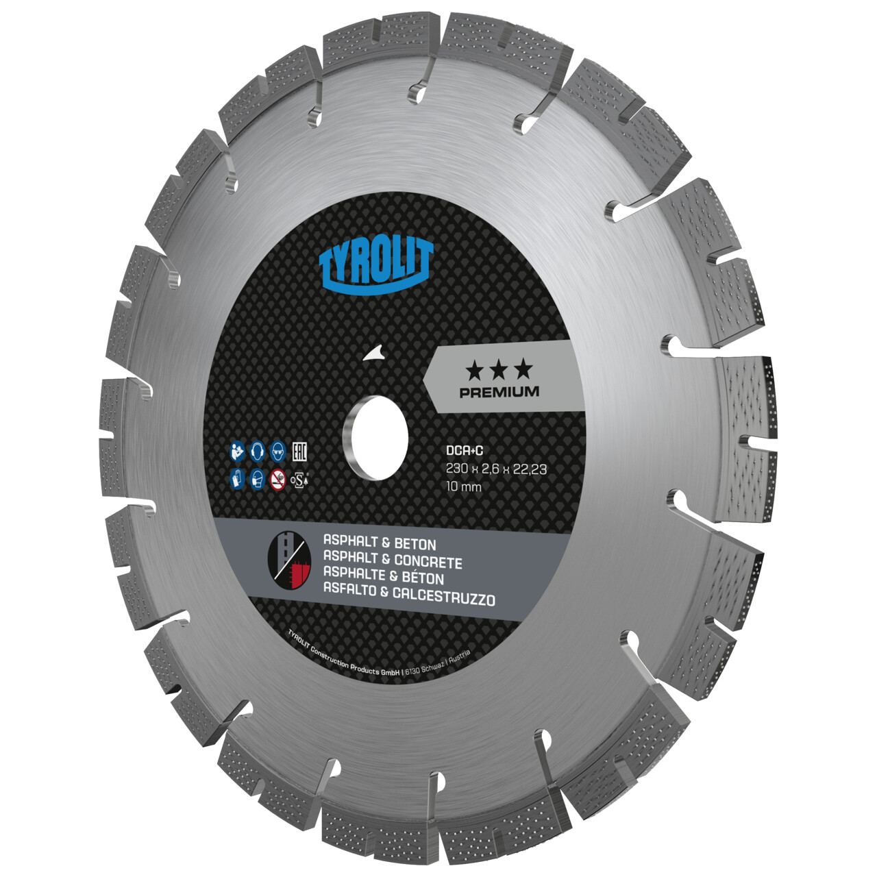 Tyrolit DCA+C Sierras para corte en seco 115x2,4/1,8x22,23 PREMIUM asfalto&horm.