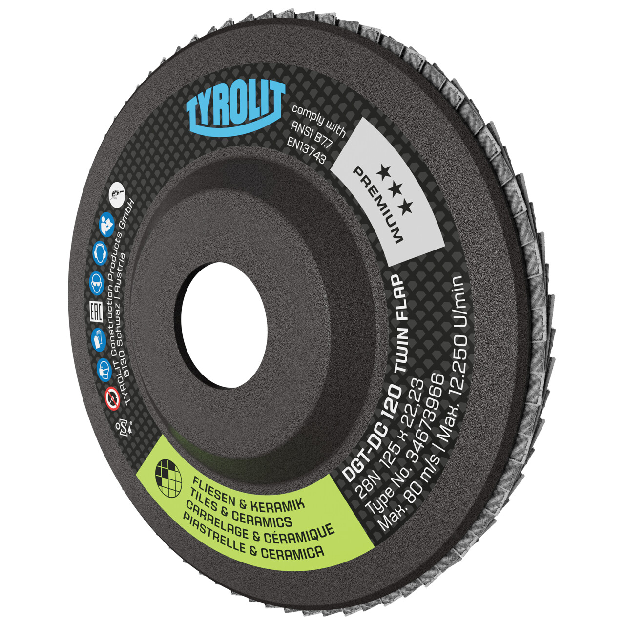 TyrolitDisco de láminas TWINFLAP recto 125x22,23 mm 28N D/C60 piedra PREMIUM