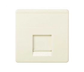 Placa de voz y datos plana con guardapolvo para 1 conector RJ45 AMP® marfil Simon 27 Play