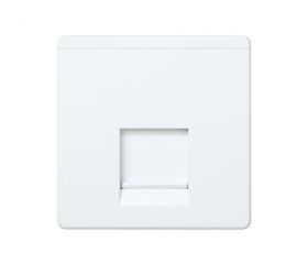 Placa de voz y datos plana con guardapolvo para 1 conector RJ45 AMP® blanco Simon 27 Play
