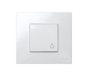 Pulsador con grabado luz 10 A 250V~ y sistema de embornamiento rápido blanco Simon 27 Play