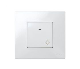 Pulsador con grabado luz 10 A 250V~, luminoso incorporado y sistema de embornamiento rápido blanco Simon 27 Play