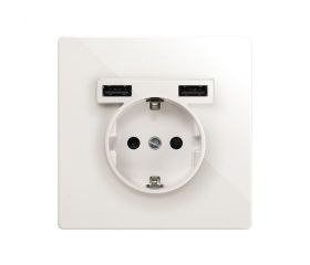 Kit monobloc para 1 elemento con 1 base de enchufe schuko y 2 cargadores USB integrados blanco Simon 270