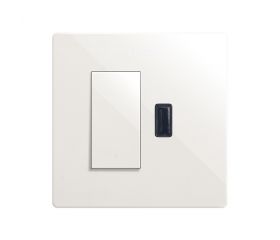Kit monobloc para 1 elemento con 1 conmutador pulsante y 1 cargador USB 2,1A blanco Simon 270