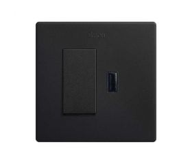Kit monobloc para 1 elemento con 1 conmutador pulsante y 1 cargador USB 2,1A negro mate Simon 270