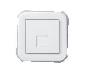 Placa de voz y datos plana con guardapolvo para 1 conector RJ45 AMP® blanco Simon 31