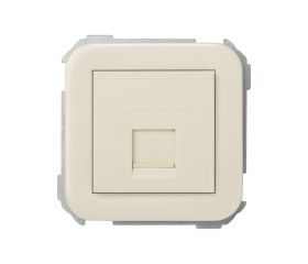 Placa de voz y datos plana con guardapolvo para 1 conector RJ45 AMP® marfil Simon 31