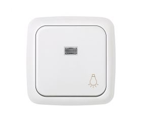 Pulsador con grabado luz 10 A 250V~, luminoso incorporado y sistema de embornamiento rápido blanco Simon 31