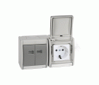 Caja de superficie estanca para 2 elementos horizontal gris Simon Aqua
