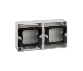 Caja de superficie estanca para 2 elementos horizontal gris Simon Aqua
