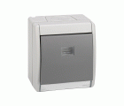 Pulsador monobloc IP55 10AX 250V~ con sistema de embornamiento rápido gris Simon Aqua
