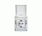 Base de enchufe schuko monobloc 10-16A 250V~ con t.t. lateral con emb. a tornillo para superficie blanco Simon Aqua