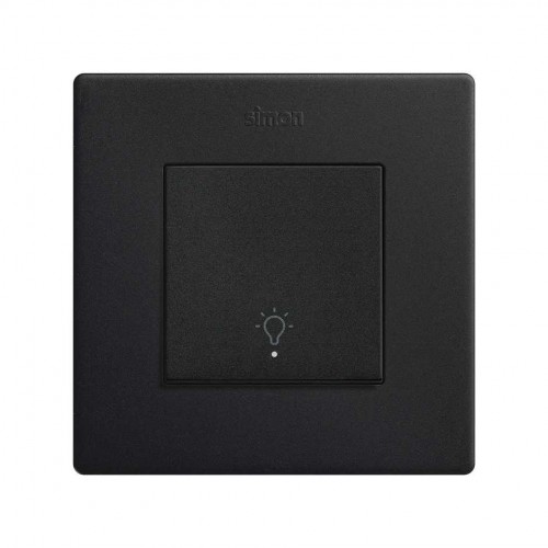 Pulsador neutro 10A 230V~ con luminoso incorporado y sistema de embornamiento rápido negro mate Simon 270