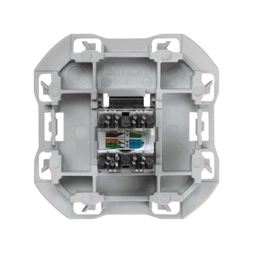 Tapa de voz y datos plana con guardapolvo con 1 conector RJ45 blanco Simon 270