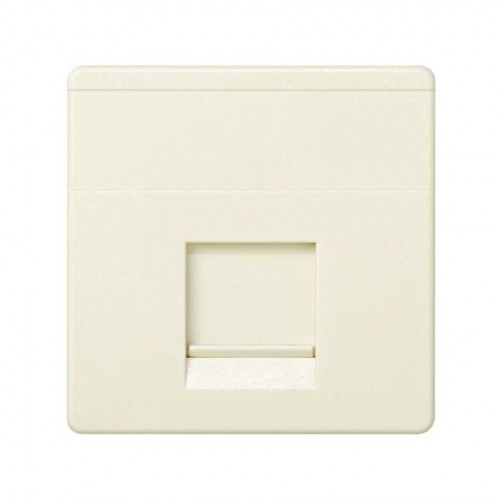 Placa de voz y datos plana con guardapolvo para 1 conector RJ45 AMP® marfil Simon 27 Play