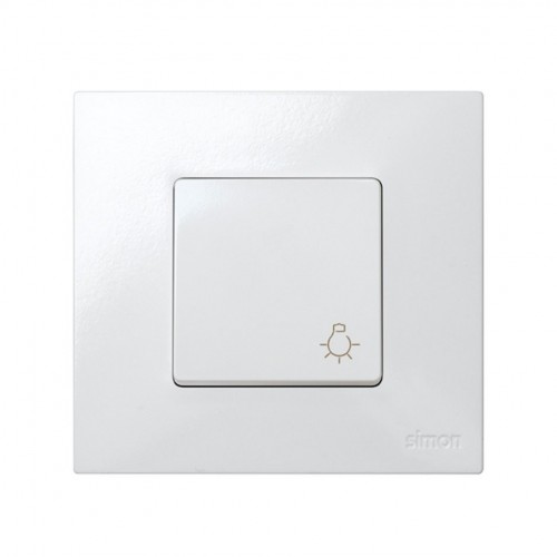 Pulsador con grabado luz 10 A 250V~ y sistema de embornamiento rápido blanco Simon 27 Play