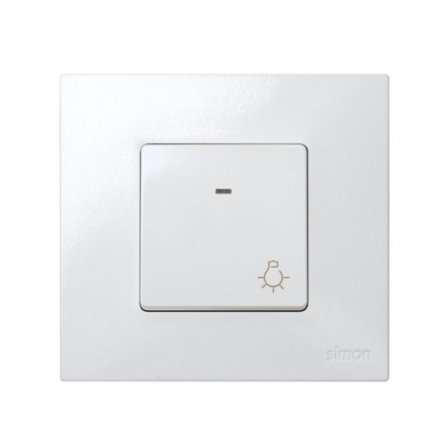 Pulsador con grabado luz 10 A 250V~, luminoso incorporado y sistema de embornamiento rápido blanco Simon 27 Play