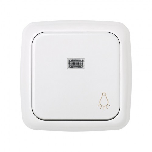 Pulsador con grabado luz 10 A 250V~, luminoso incorporado y sistema de embornamiento rápido blanco Simon 31