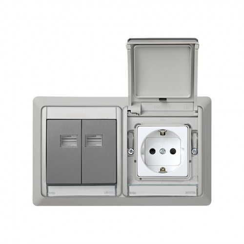 Marco para cajas de empotrar de 2 elementos horizontal gris Simon Aqua