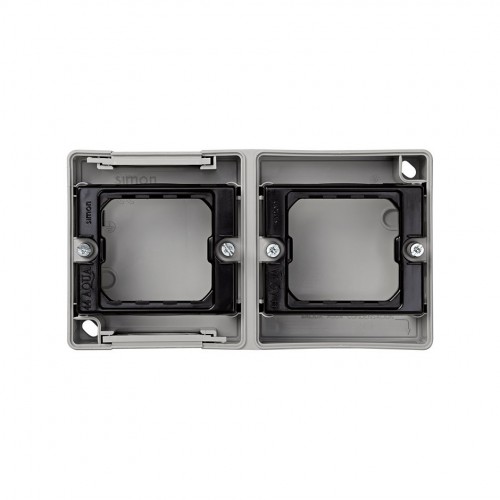Caja de superficie estanca para 2 elementos horizontal gris Simon Aqua