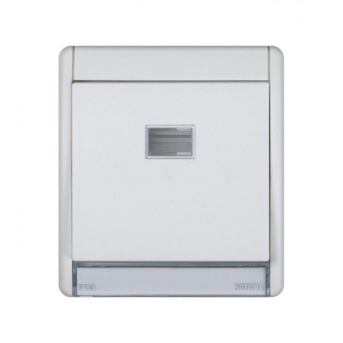 Conmutador monobloc IP55 10AX 250V~ con sistema de embornamiento rápido blanco Simon Aqua