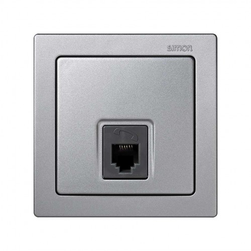 Toma telefónica monobloc con 6 contactos RJ12 aluminio Simon 73 Loft