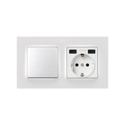 Base schuko con cargador USB C+C Simon 75