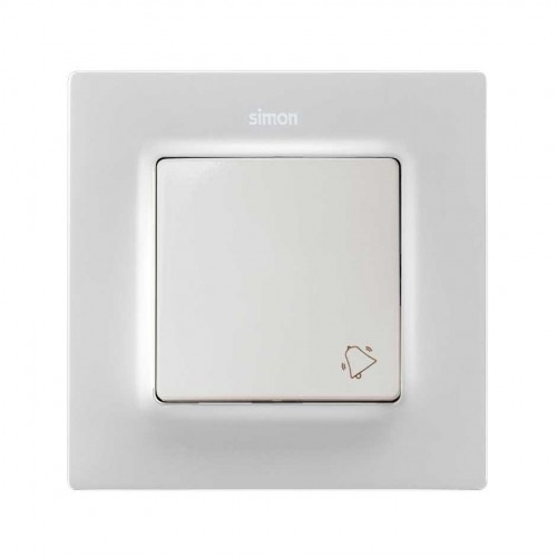 Tecla individual con grabado campana para pulsador blanco mate Simon 82 Concept