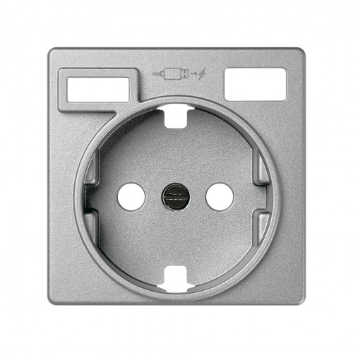 Tapa para la base de enchufe schuko con 2 cargadores USB A + C 10,5W aluminio Simon 82